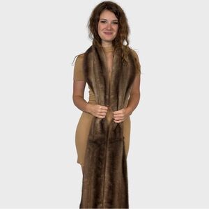 Elegant Brown Long Fur Scarf